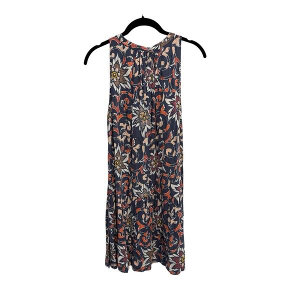 Ann Taylor LOFT Dress Womens Small Blue Artsy‎ Sundress Button Up Ruffled Bottom - Picture 2 of 10